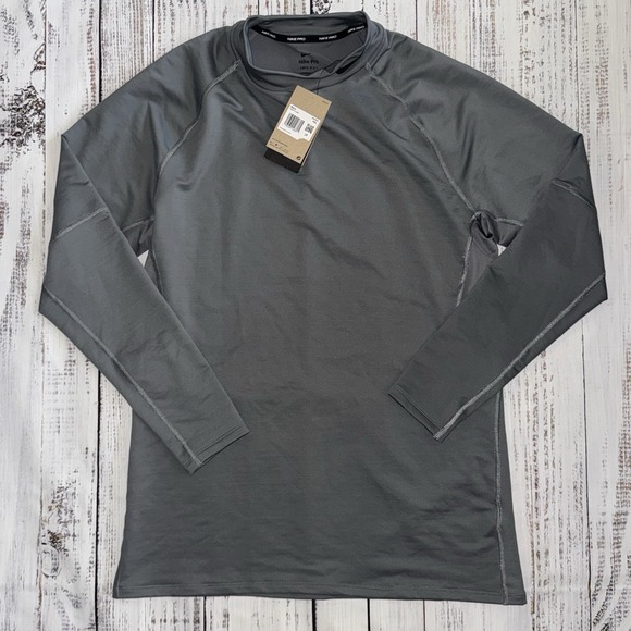 Nike Pro Slim Fit Dri-Fit Warm Mock Neck Long Sleeve Fitness Shirt Gray XXL - Picture 1 of 5